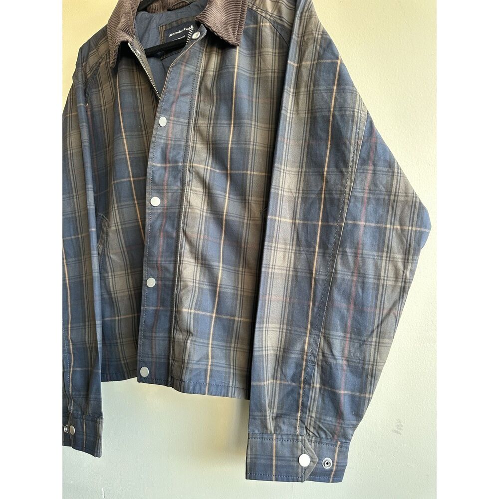 NWT Abercrombie & Fitch Waxed Cotton Barn Jacket Plaid Corduroy Collar Large - Picture 9 of 15